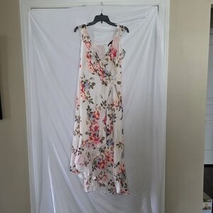 White House Black Market Asymmetrical Floral Dress - Pink and White